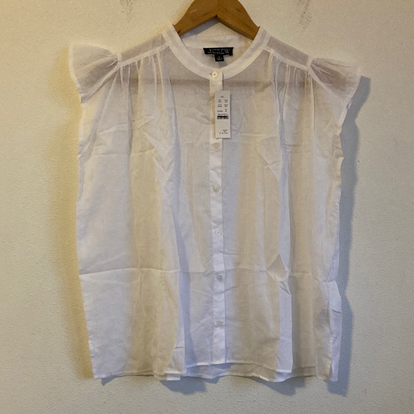 J. Crew Tops - J Crew Flutter-sleeve button-up shirt in cotton‎ voile Medium White